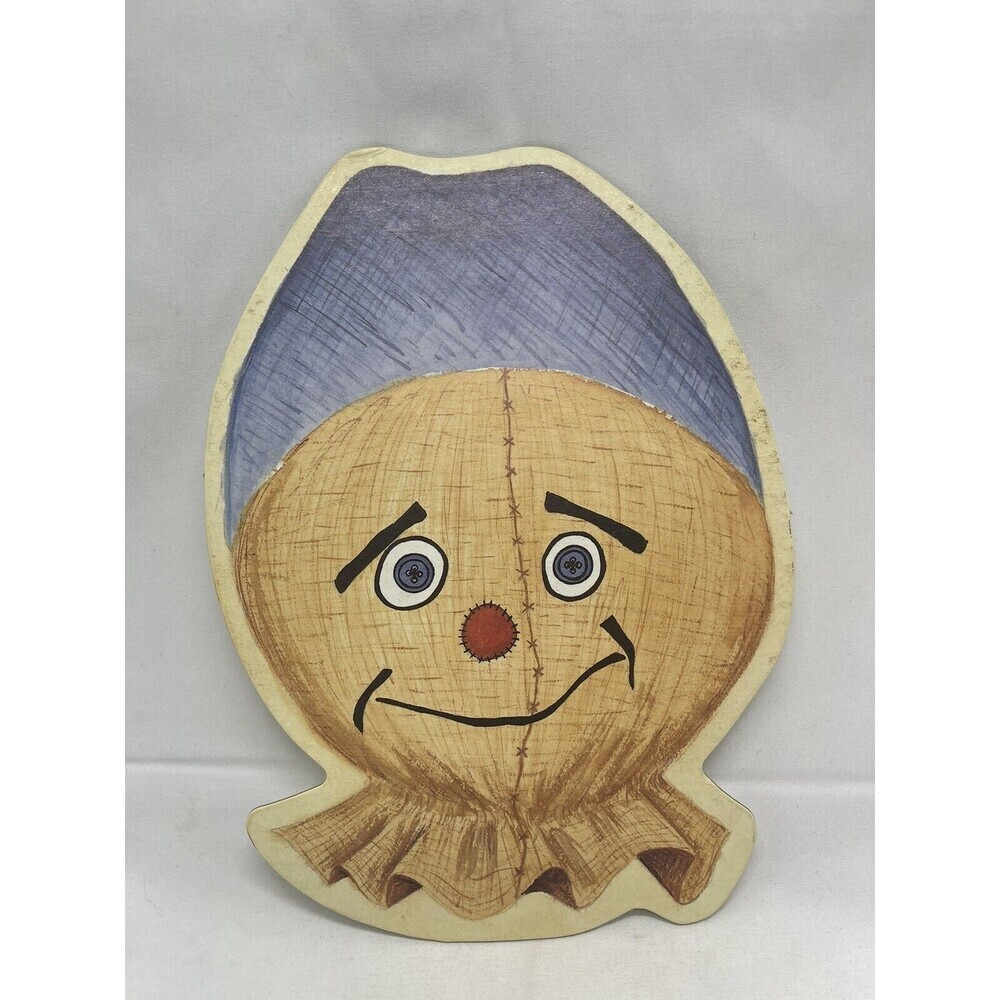 Vintage HALLOWEEN Scarecrow Head Fall Wall Decoration Die Cut 11” USA